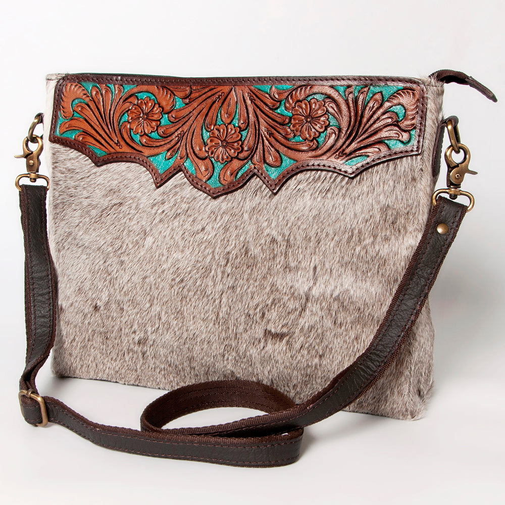 Ohlay Bags KBA112 Cross Body I Hand Tooled Hair-On Genuine Leather Women Bag Western Handbag Purse