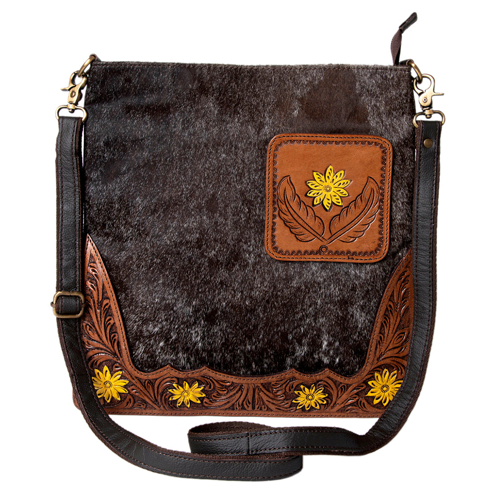 Ohlay Bags KBA119 Cross Body I Hand Tooled Hair-On Genuine Leather Women Bag Western Handbag Purse