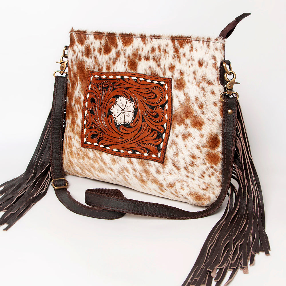 Ohlay Bags KBA124 Cross Body I Hand Tooled Hair-On Genuine Leather Women Bag Western Handbag Purse