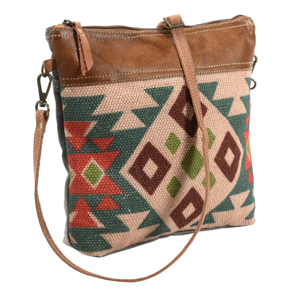 OHLAY KB351 Cross Body Upcycled Wool Upcycled Canvas Genuine Leather women bag western handbag purse