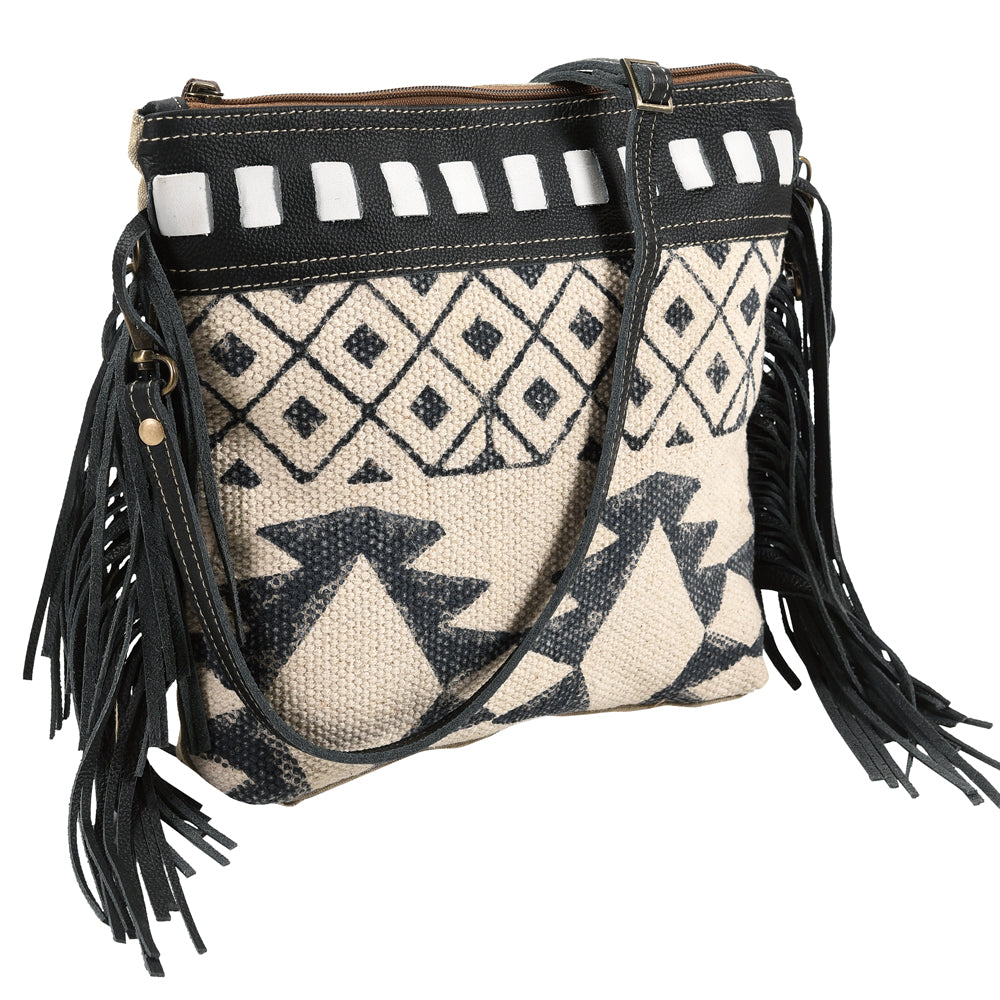 OHLAY Bucket Upcycled Wool Canvas Hair On Genuine Leather Women Bag Western Handbag Purse | Womens Handbags Belt for Summer