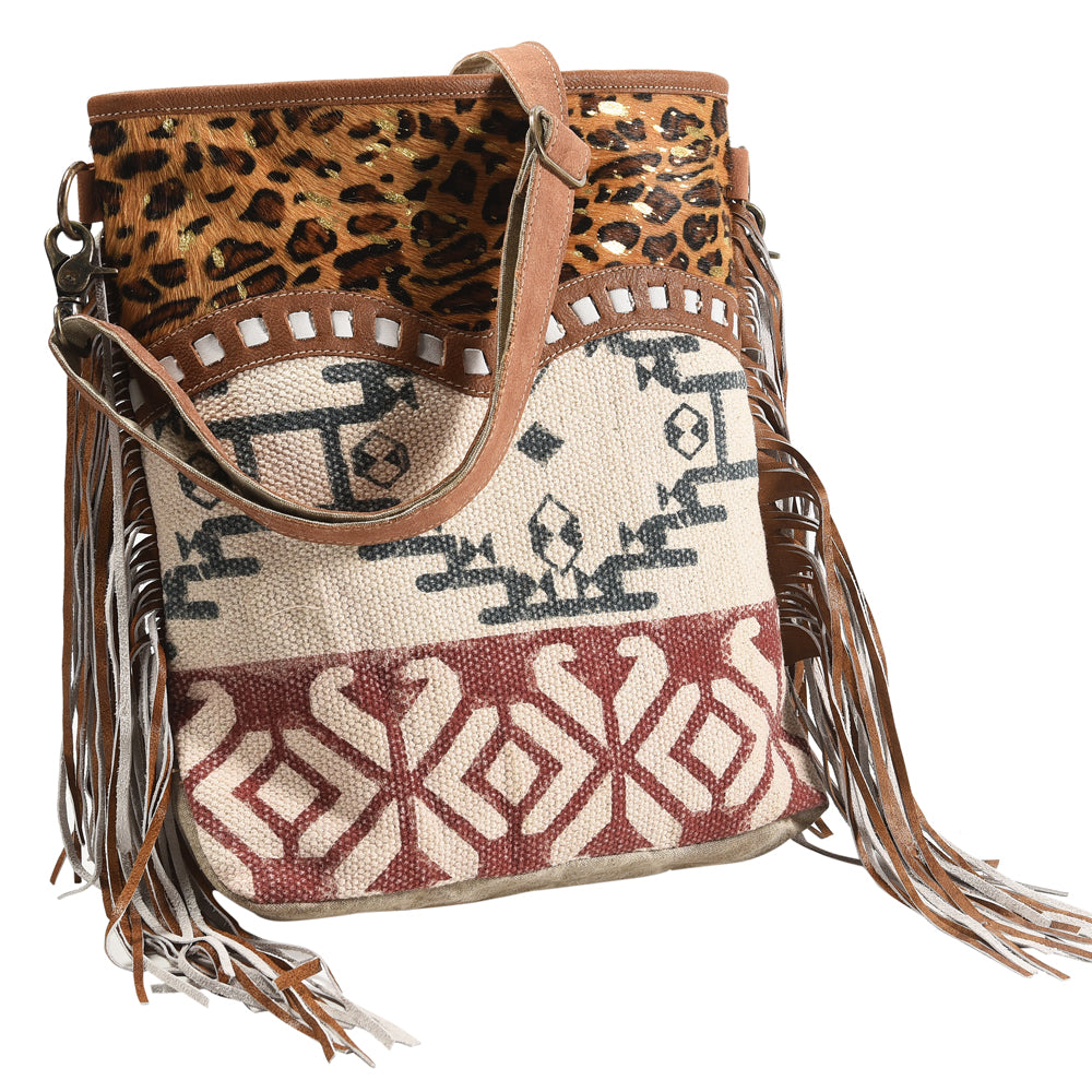 OHLAY Large Crossbody Upcycled Wool Canvas Hair-On Genuine Leather Women's Bag Western Handbag Purse Womens Handbags Purses