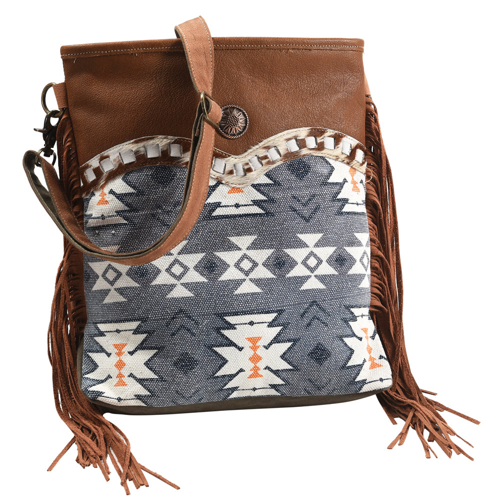 OHLAY Large Crossbody Upcycled Wool Canvas Hair-On Genuine Leather Women's Bag Western Handbag Purse Womens Handbags Purses