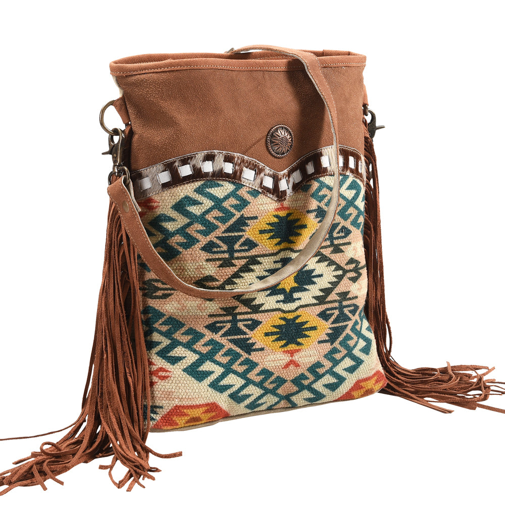 OHLAY Large Crossbody Upcycled Wool Canvas Hair-On Genuine Leather Women's Bag Western Handbag Purse Womens Handbags Purses