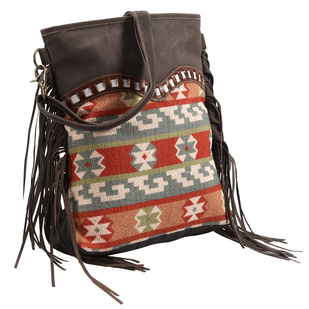 OHLAY Large Crossbody Upcycled Wool Canvas Hair-On Genuine Leather Women's Bag Western Handbag Purse Womens Handbags Purses