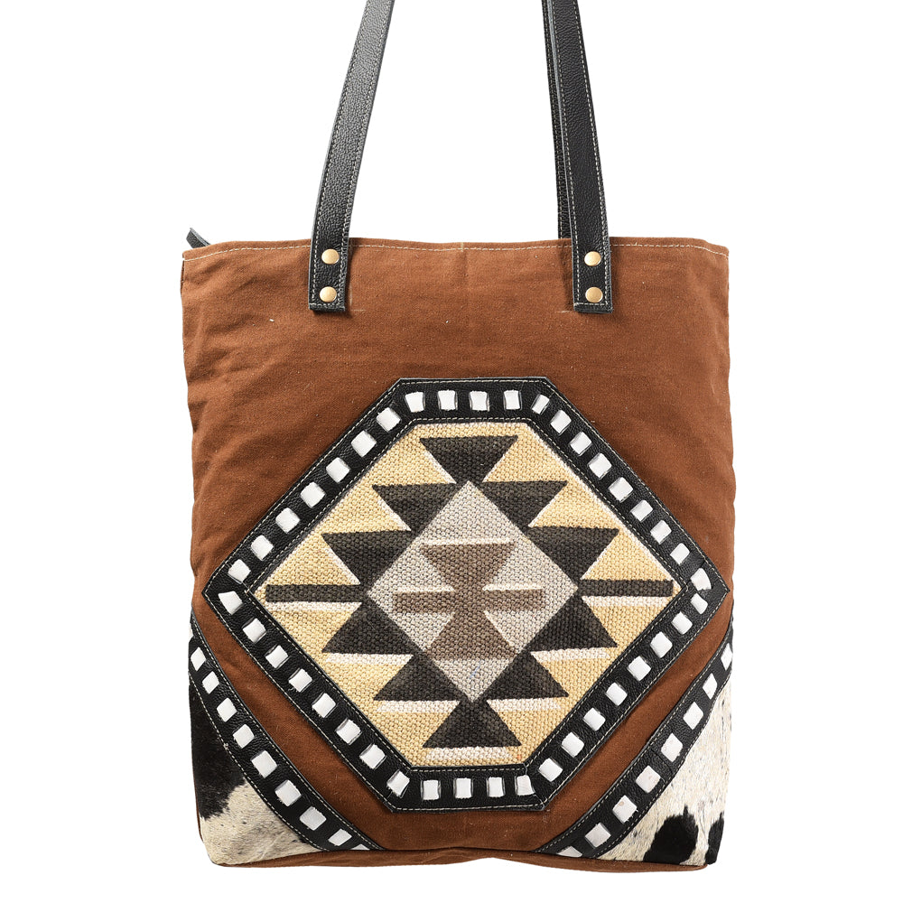 OHLAY KB379 TOTE Upcycled Wool Canvas Hair-on Genuine Leather women bag western handbag purse