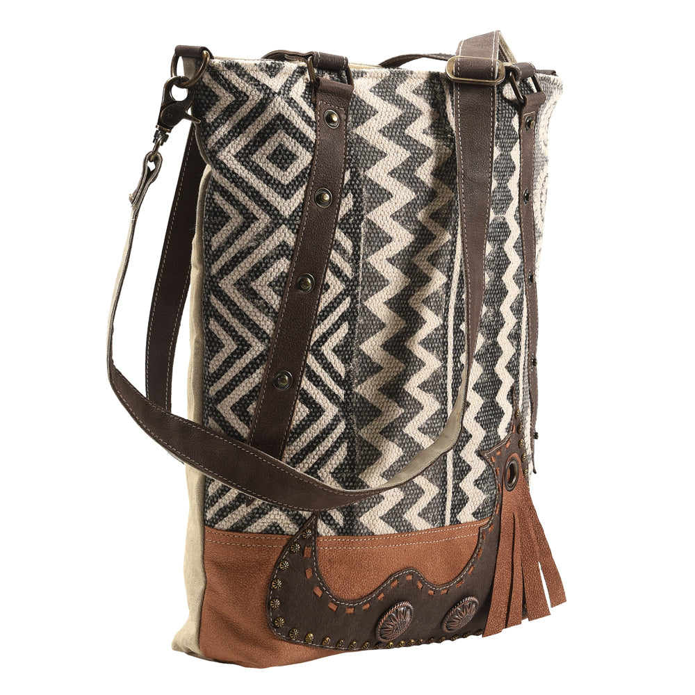 OHLAY KB380 TOTE Upcycled Wool Canvas Genuine Leather women bag western handbag purse