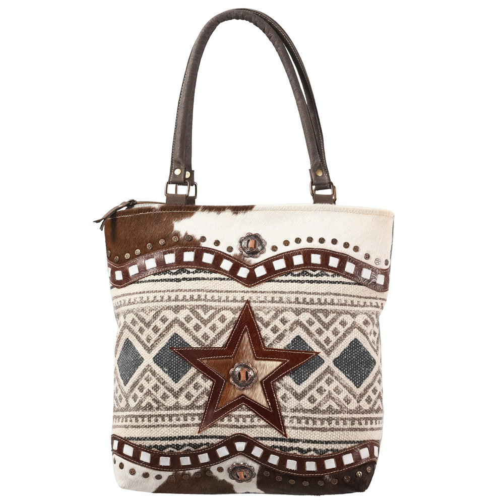 OHLAY KB383 TOTE Upcycled Wool Canvas Hair-on Genuine Leather women bag western handbag purse