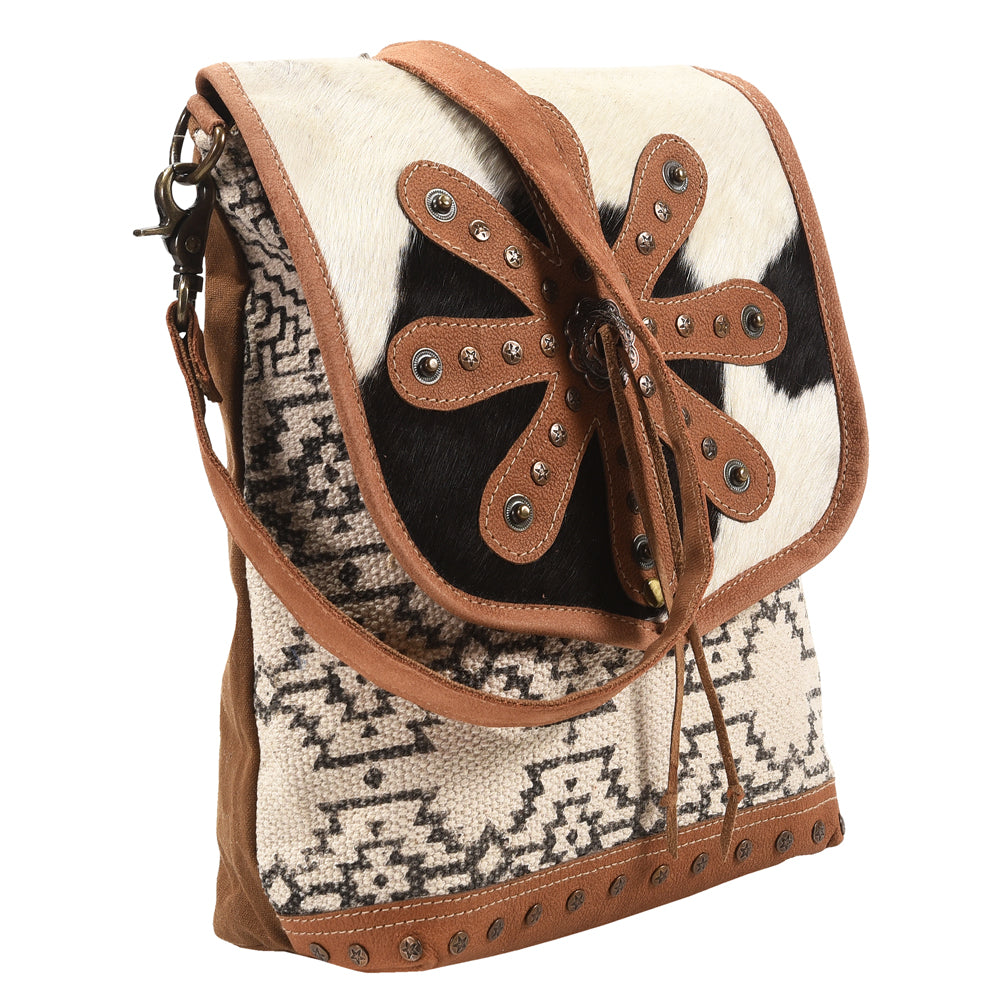 OHLAY Messenger Upcycled Wool Canvas Hair-On Genuine Leather Women's Bag Western Handbag Purse Womens Handbags Purses