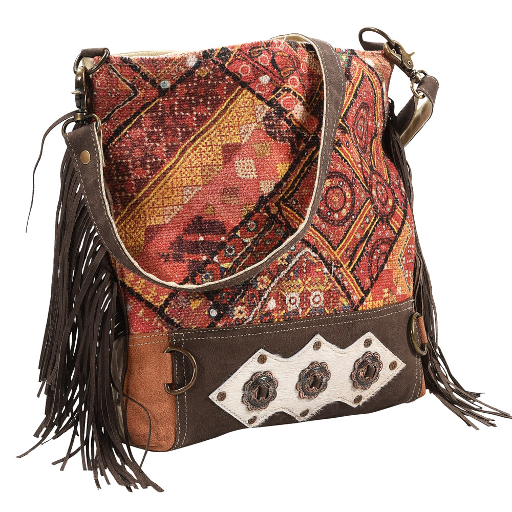 OHLAY Large Crossbody Upcycled Wool Canvas Hair-On Genuine Leather Women's Bag Western Handbag Purse Womens Handbags Purses