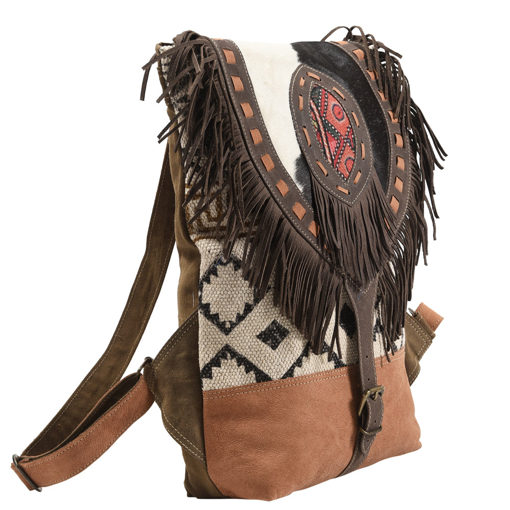 OHLAY Backpack Bag Leather and Upcycled Canvas Ladies | Women Western Handbag Belt for Womens Summer