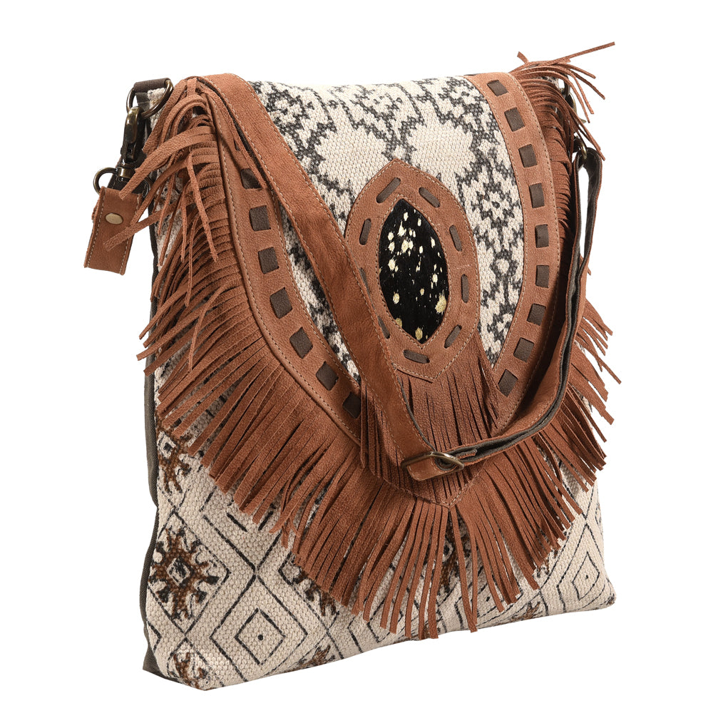 OHLAY Messenger Upcycled Wool Canvas Hair-On Genuine Leather Women's Bag Western Handbag Purse Womens Handbags Purses