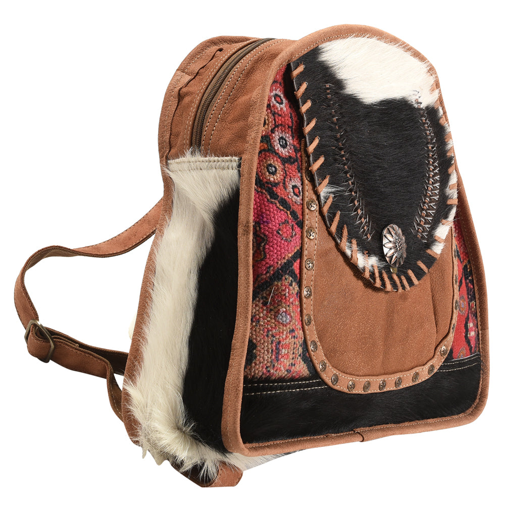 OHLAY Backpack Bag Leather and Upcycled Canvas Ladies | Women Western Handbag Belt for Womens Summer