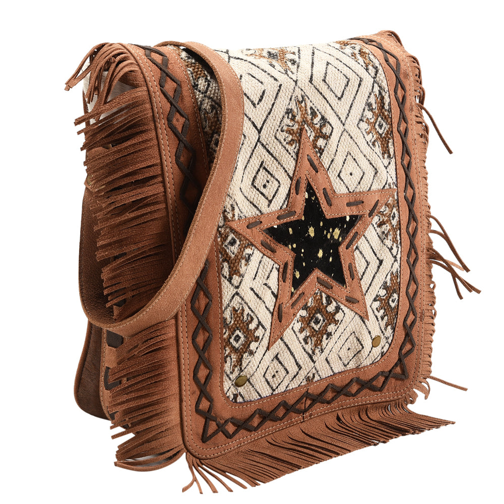 OHLAY Messenger Upcycled Wool Canvas Hair-On Genuine Leather Women's Bag Western Handbag Purse Womens Handbags Purses