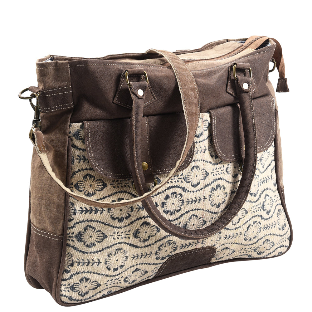 OHLAY KB417 TOTE Upcycled Wool Canvas Genuine Leather women bag western handbag purse