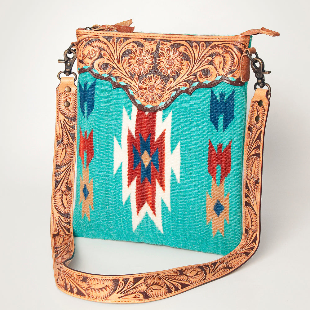 American Darling Cross Body Saddle Blanket Fabric Genuine Leather Western Women Bag | Handbag Purse Crossbody for Cute