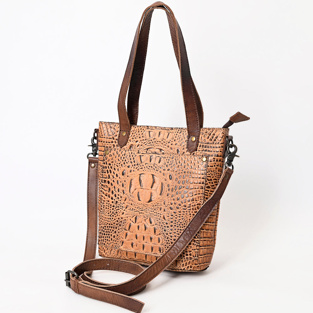 American Darling Tote Crocodile Embossed Genuine Leather Western Women Bag Handbag | for Cute Laptop
