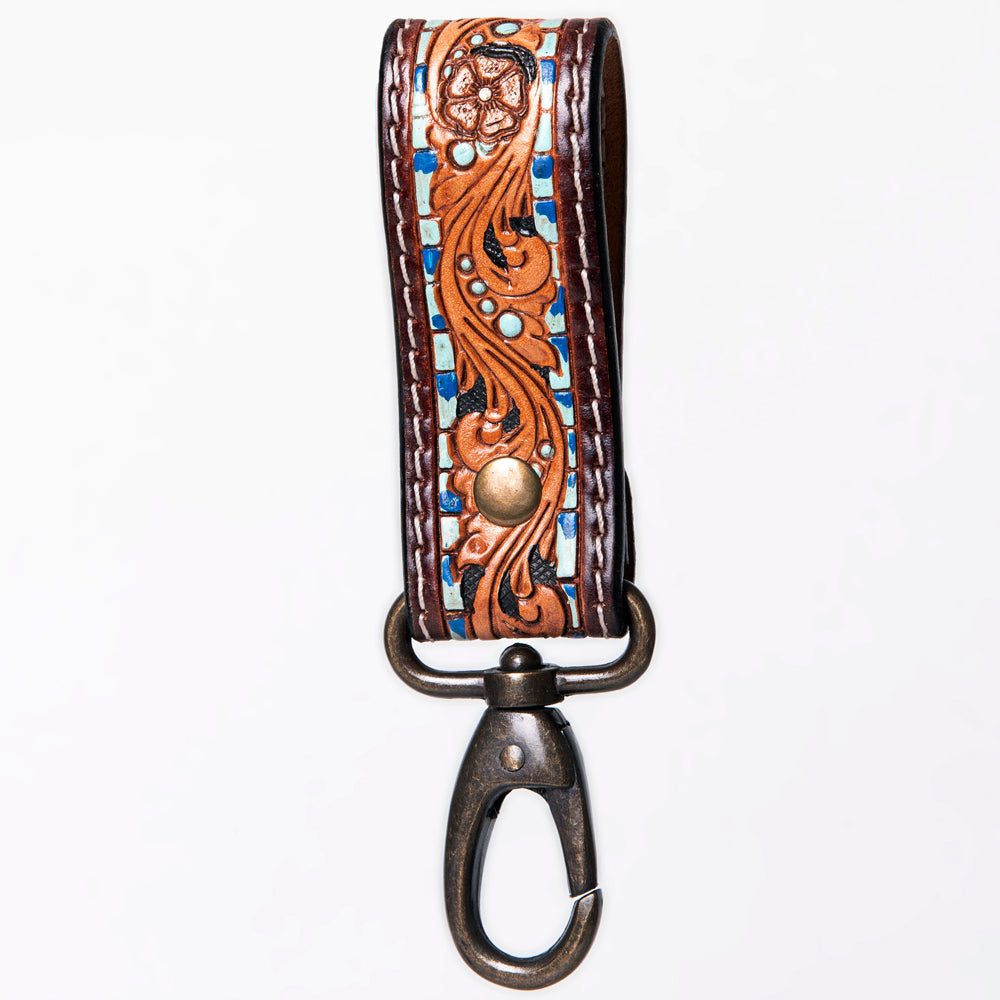 American Darling ADKR210C Hand Tooled Carved Genuine Leather Keyring
