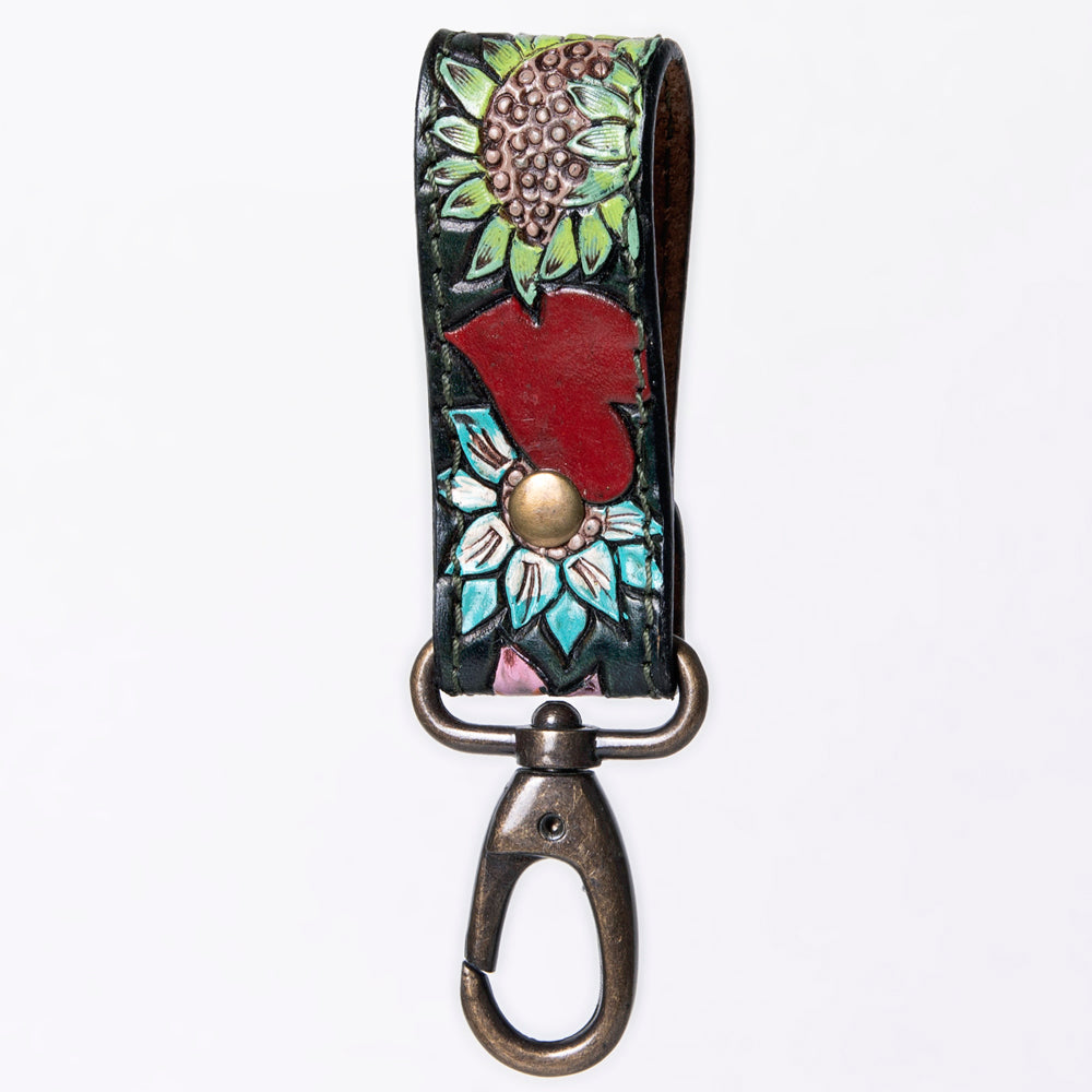American Darling ADKR210H Hand Tooled Carved Genuine Leather Keyring