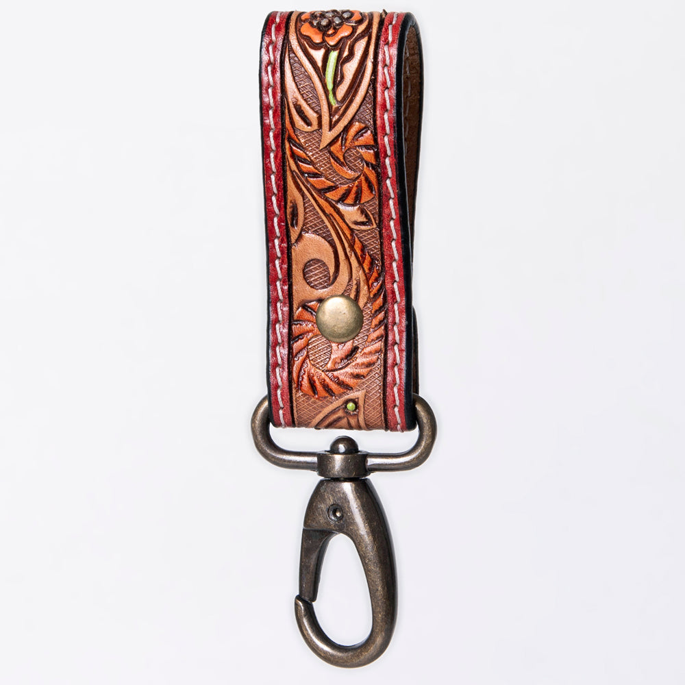 American Darling ADKR210Q Hand Tooled Carved Genuine Leather Keyring