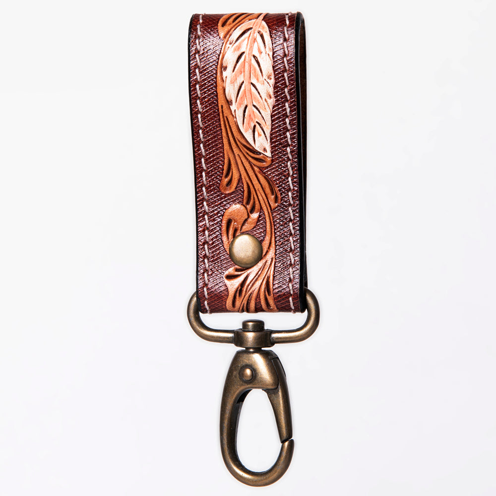 American Darling ADKR210R Hand Tooled Carved Genuine Leather Keyring