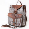 American Darling Western Backpack, Crocodile Embossed Full Grain Genuine Leather, Eco-Friendly Handcrafted Rucksack