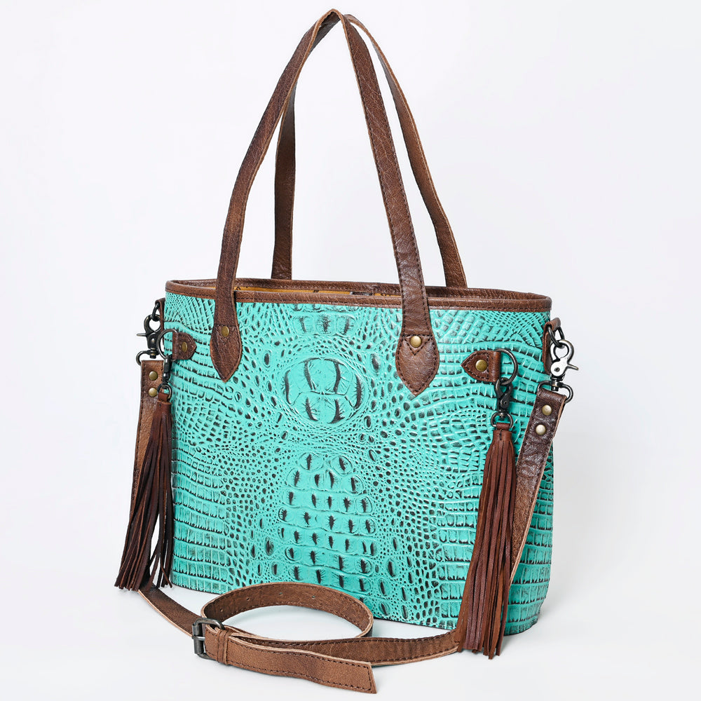 American Darling Tote Crocodile Embossed Genuine Leather Western Women Bag Handbag | for Cute Laptop