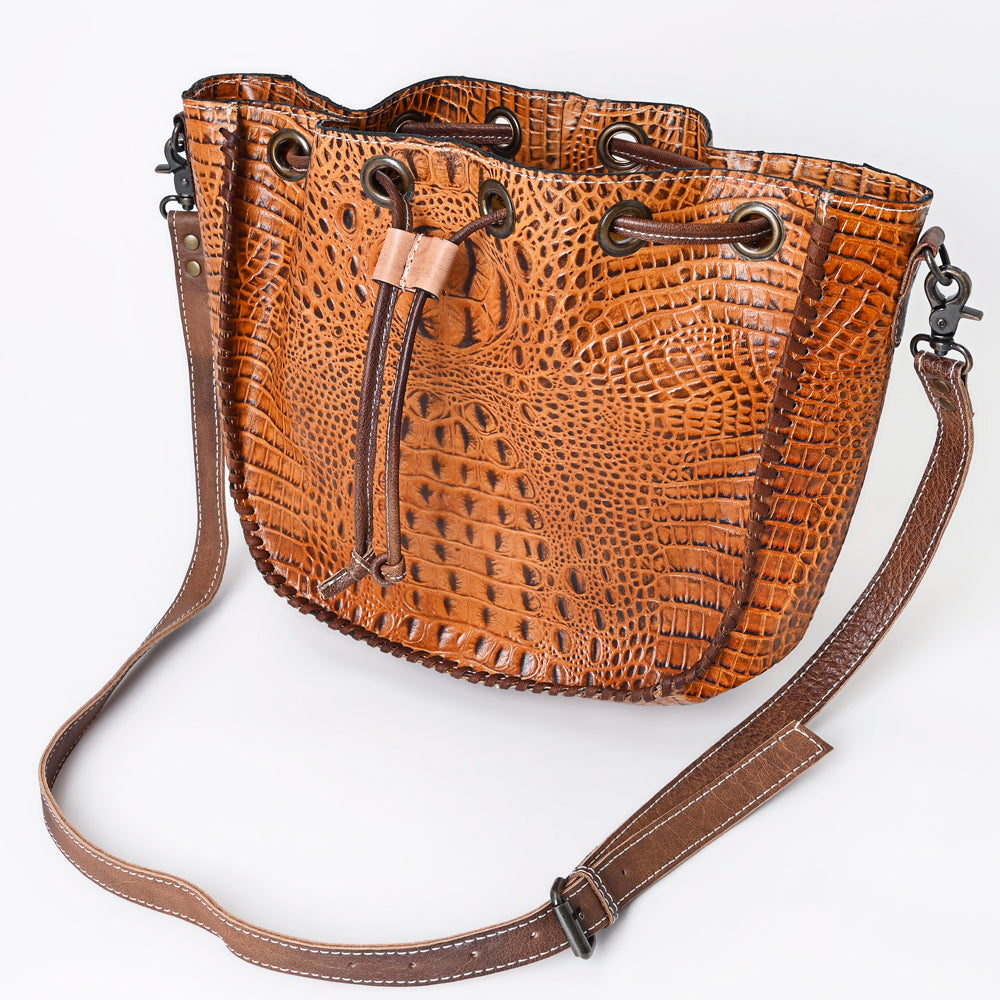 American Darling Bucket Crocodile Embossed Genuine Leather Western Women Bag Handbag Purse | Travel Bags College Casual