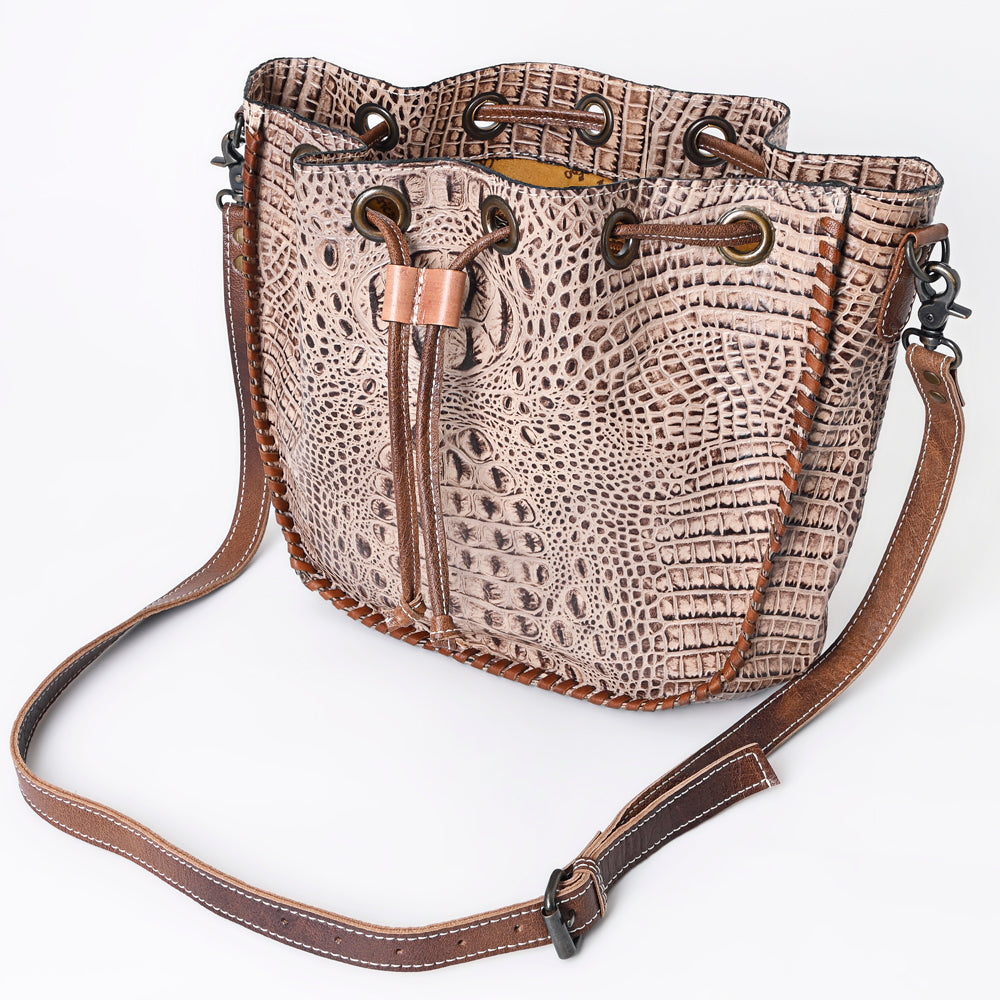 American Darling Bucket Crocodile Embossed Genuine Leather Western Women Bag Handbag Purse | Travel Bags College Casual