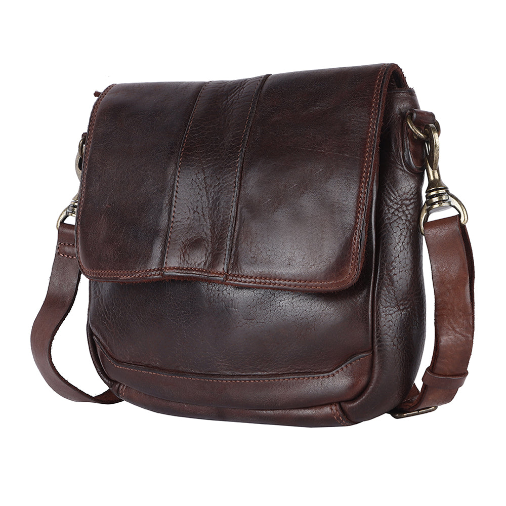 Spaghetti Western Swc412Brn Cross Body I Vintage Handmade Drum Dyed Genuine European Cowhide Leather Women Bag WesternåÊHandbagåÊPurse