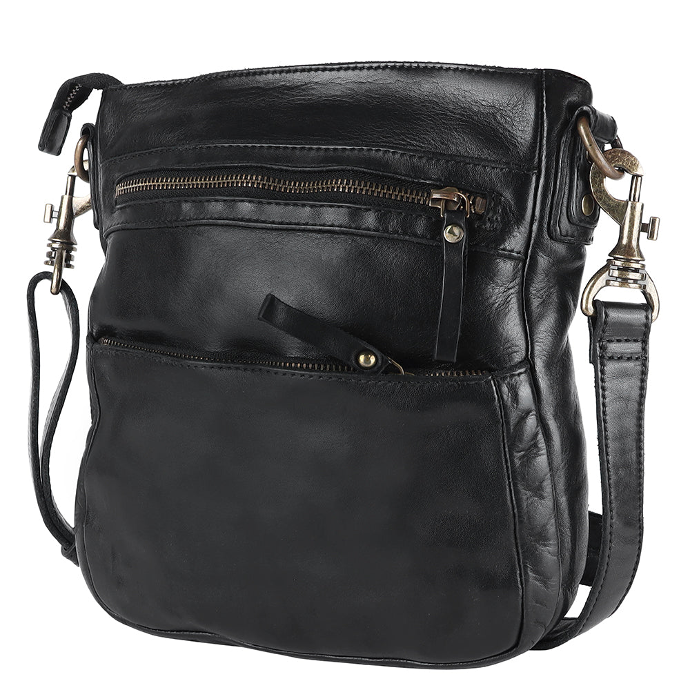 Spaghetti Western Swc407Blk Cross Body I Vintage Handmade Drum Dyed Genuine European Cowhide Leather Women Bag WesternåÊHandbagåÊPurse