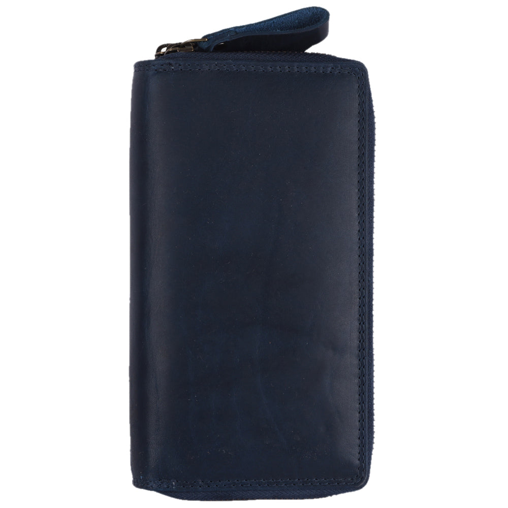 Spaghetti Western Swc433Blu Coin Purse Vintage Handmade Drum Dyed Genuine European Cowhide Leather Women Bag WesternåÊHandbagåÊPurse