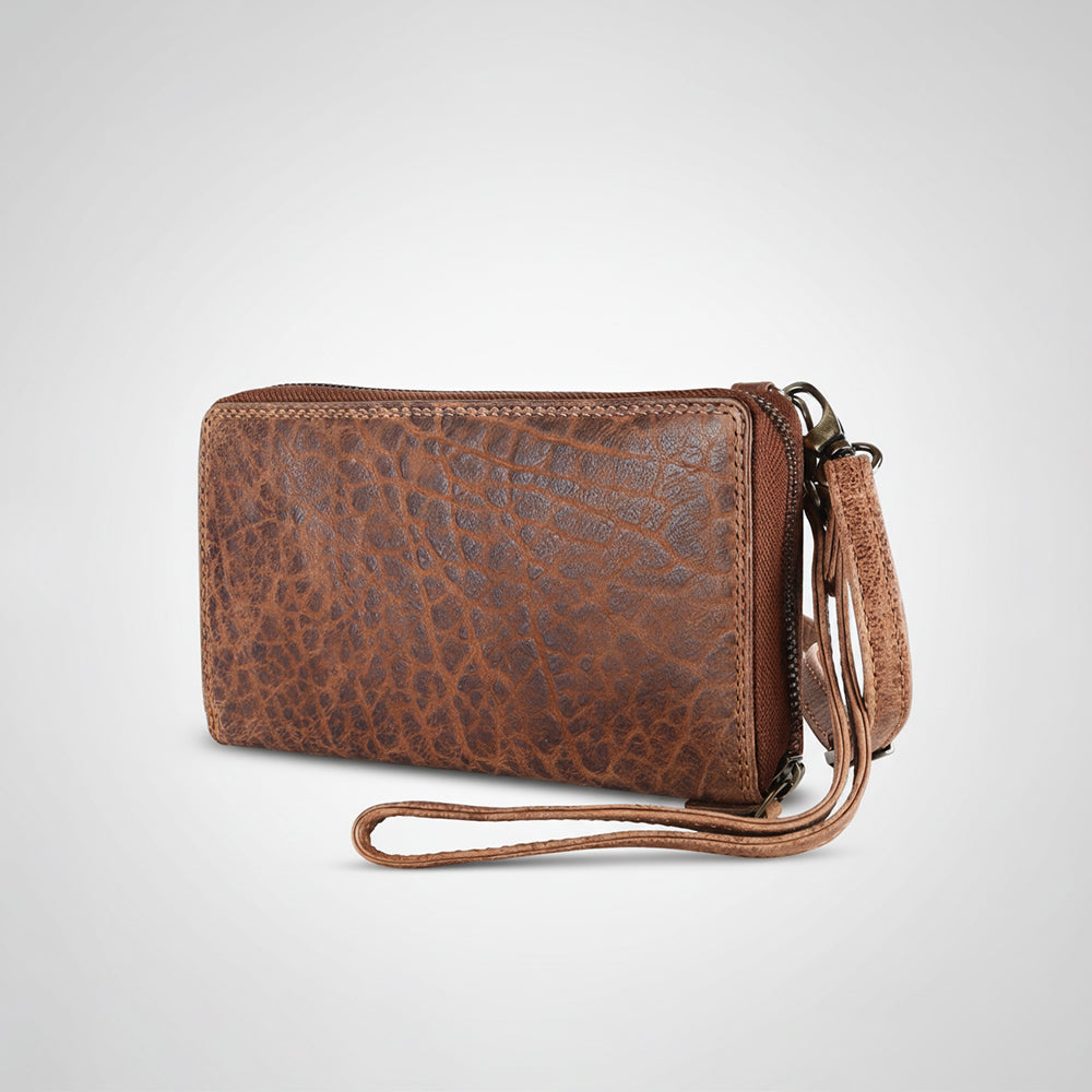 Spaghetti Western Swc455Brn Wallet Vintage Handmade Drum Dyed Genuine European Cowhide Leather Women Bag Western Handbag Purse