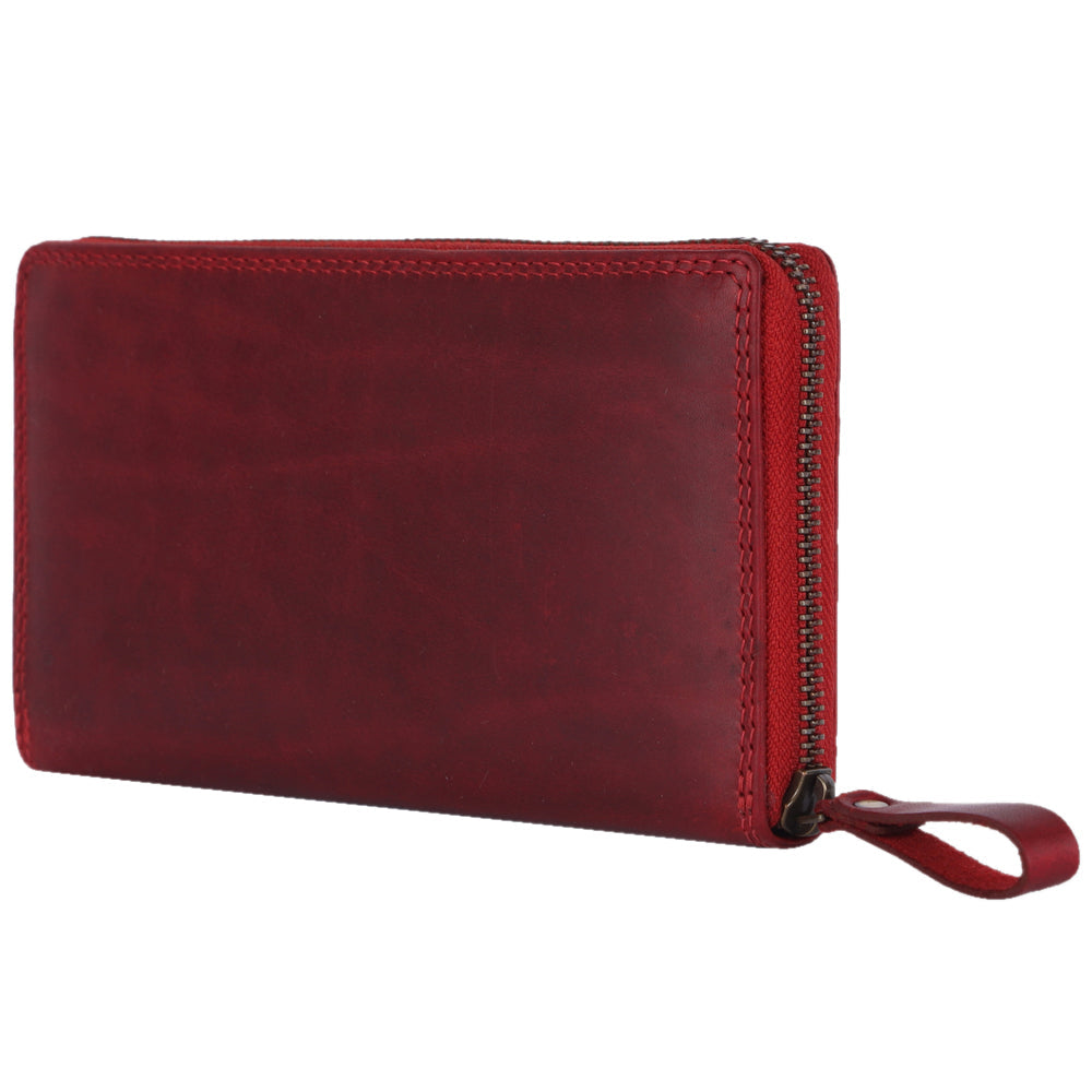 Spaghetti Western Swc434Rd Wallet Vintage Handmade Drum Dyed Genuine European Cowhide Leather Women Bag WesternåÊHandbagåÊPurse