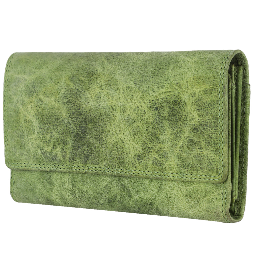 Spaghetti Western Swc460Grn Wallet Vintage Handmade Drum Dyed Genuine European Cowhide Leather Women Bag WesternåÊHandbagåÊPurse