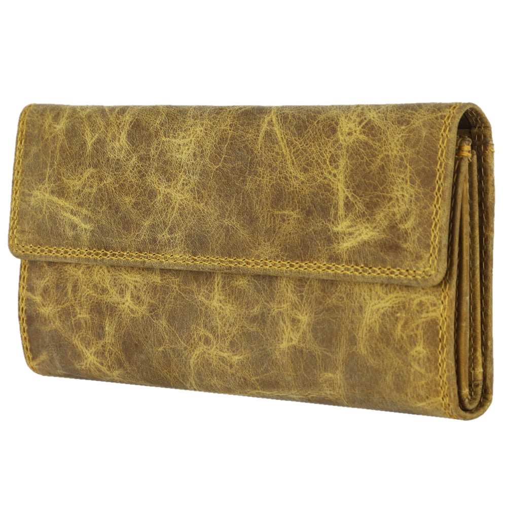 Spaghetti Western Swc458Ylo Wallet Vintage Handmade Drum Dyed Genuine European Cowhide Leather Women Bag WesternåÊHandbagåÊPurse