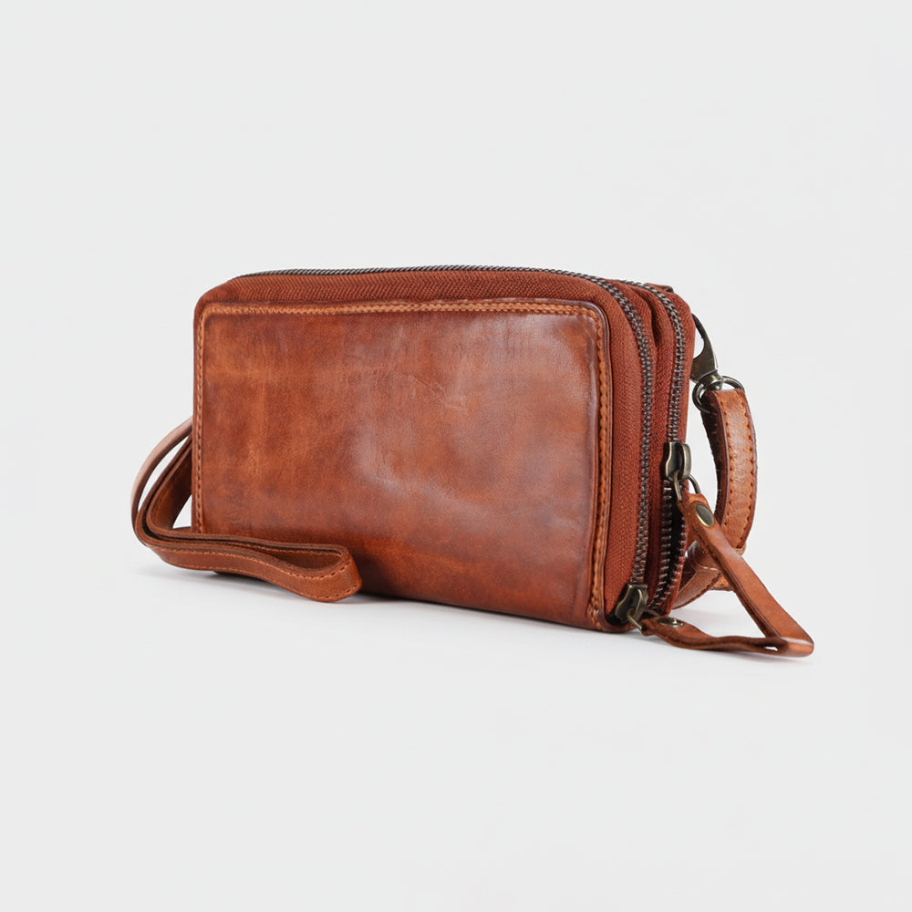 Spaghetti Western Swc440Tan Wallet Vintage Handmade Drum Dyed Genuine European Cowhide Leather Women Bag Western Handbag Purse