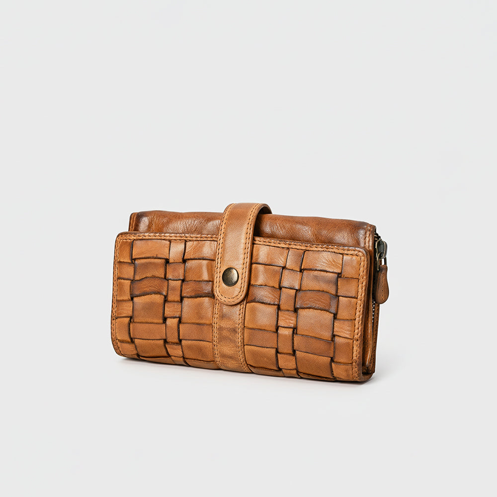 Spaghetti Western Swc446Tan Wallet Vintage Handmade Drum Dyed Genuine European Cowhide Leather Women Bag Western Handbag Purse