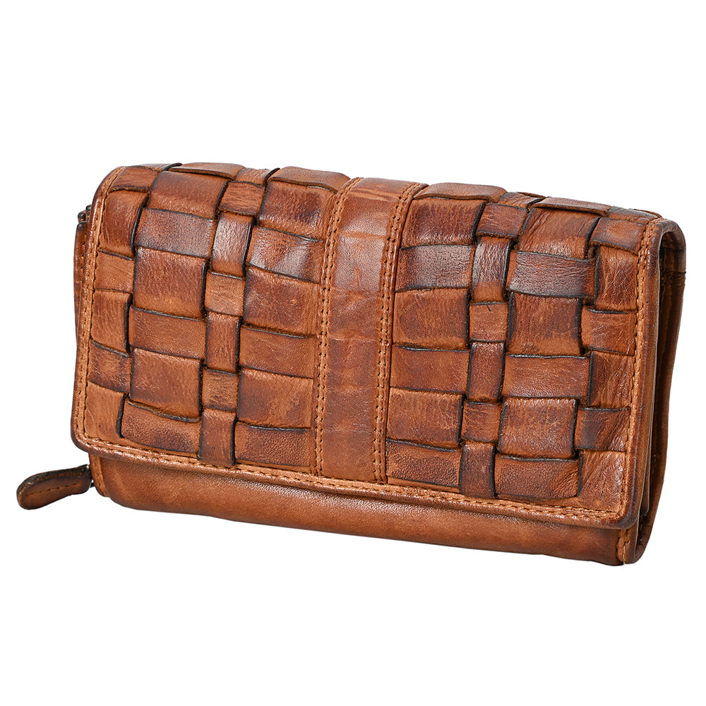 Spaghetti Western Swc447Cg Wallet Vintage Handmade Drum Dyed Genuine European Cowhide Leather Women Bag Western Handbag Purse