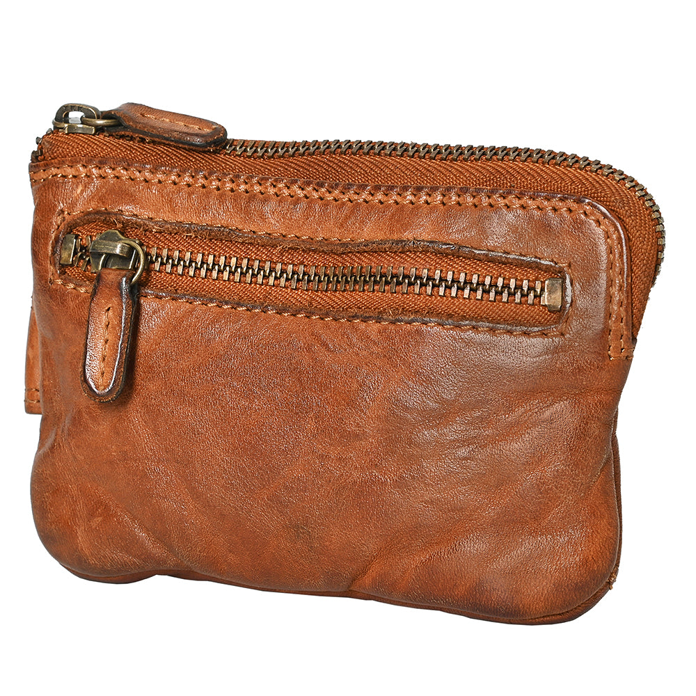 Spaghetti Western Swc436Tan Coin Purse Vintage Handmade Drum Dyed Genuine European Cowhide Leather Women Bag Western Handbag Purse