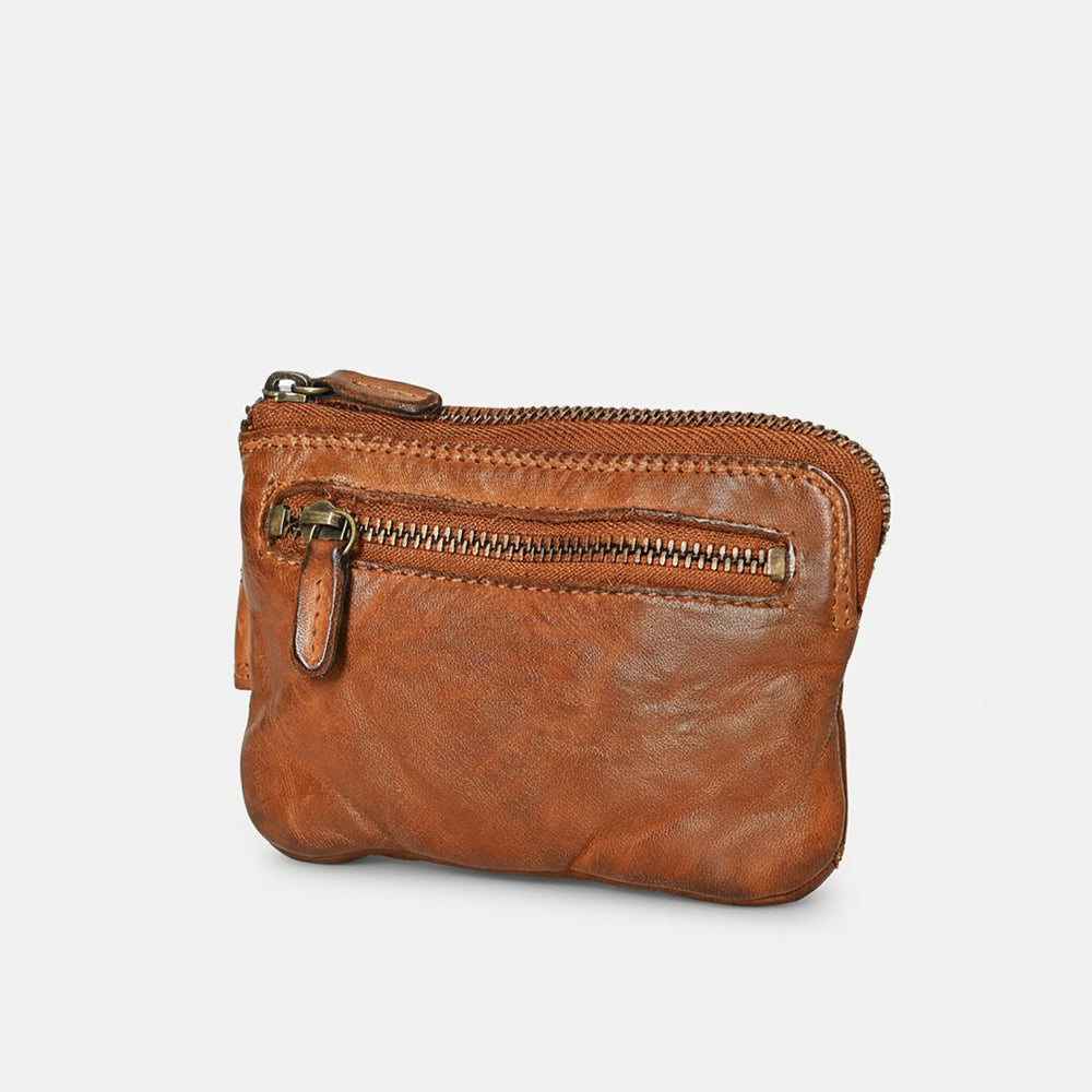 Spaghetti Western Swc436Tan Coin Purse Vintage Handmade Drum Dyed Genuine European Cowhide Leather Women Bag Western Handbag Purse