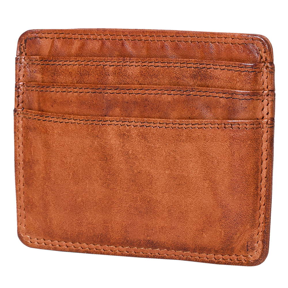 Spaghetti Western Swc451Cg Card-Holder Vintage Handmade Drum Dyed Genuine European Cowhide Leather Women Bag Western Handbag Purse