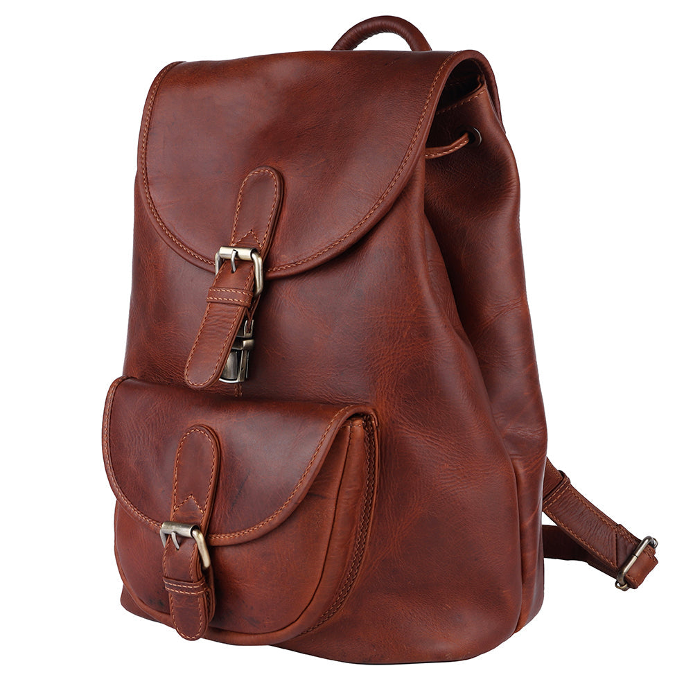 Spaghetti Western Swc425Dkbrn Backpack Vintage Handmade Drum Dyed Genuine European Cowhide Leather Women Bag WesternåÊHandbagåÊPurse