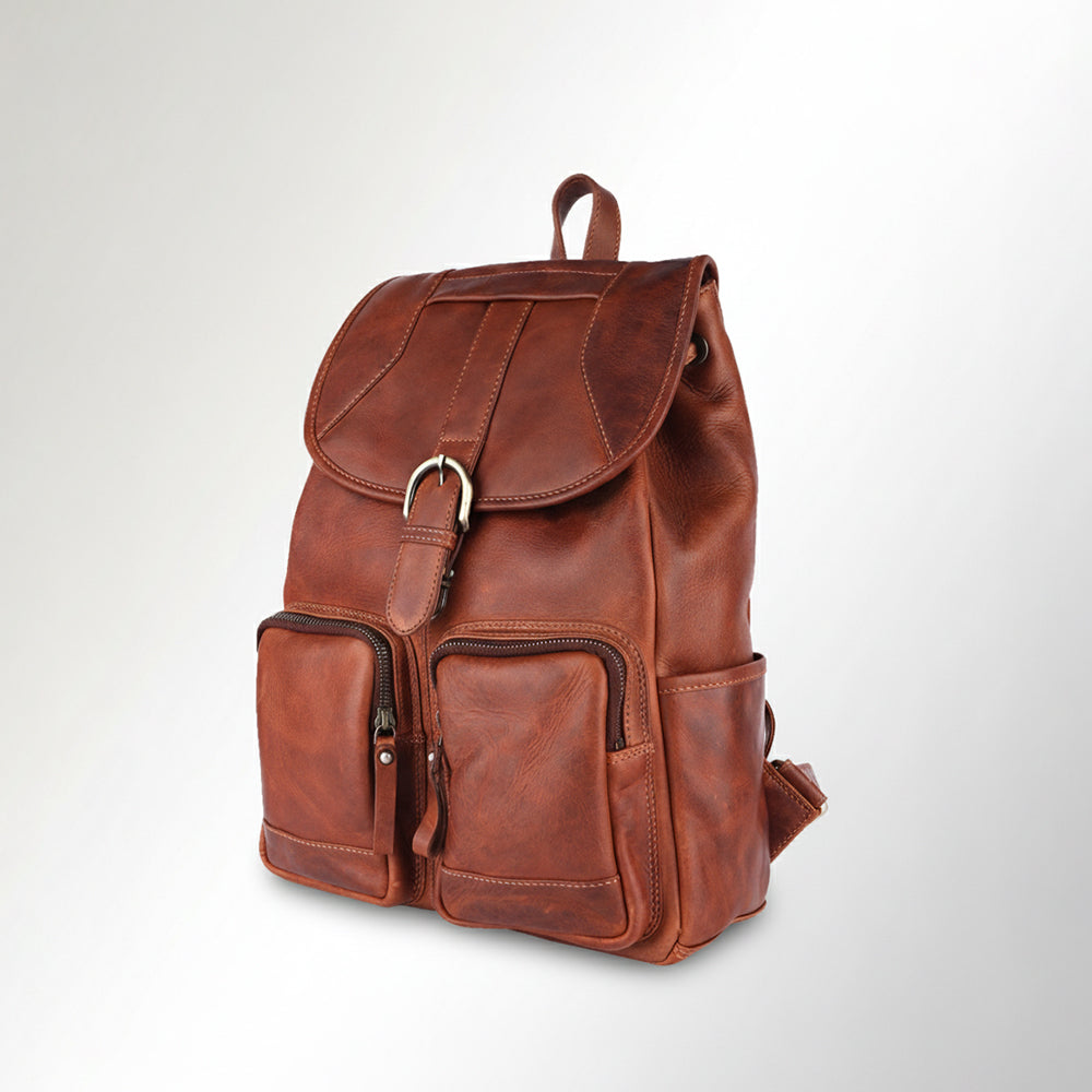 Spaghetti Western Swc427Tbrn Backpack Vintage Handmade Drum Dyed Genuine European Cowhide Leather Women Bag Western Handbag Purse
