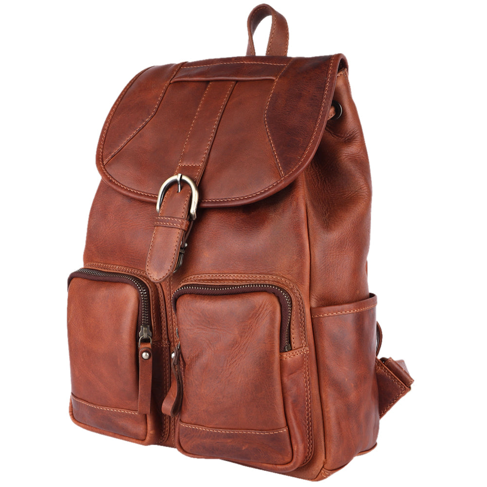 Spaghetti Western Swc427Tbrn Backpack Vintage Handmade Drum Dyed Genuine European Cowhide Leather Women Bag Western Handbag Purse
