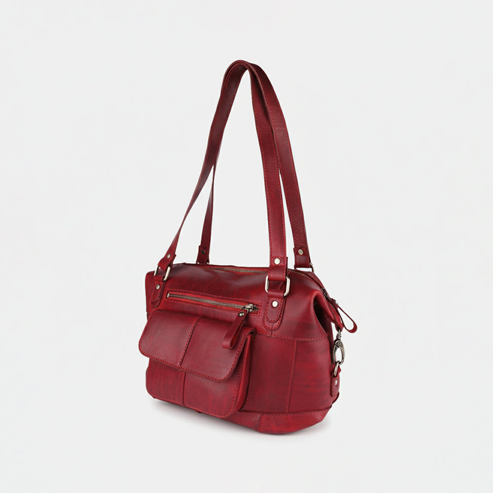 Spaghetti Western Swc430Rd Tote Vintage Handmade Drum Dyed Genuine European Cowhide Leather Women Bag Western Handbag Purse