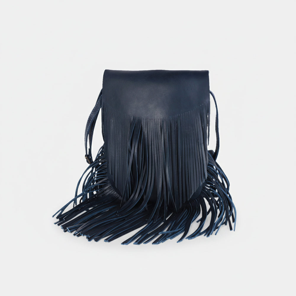 Spaghetti Western Swc429Blu  Messenger Vintage Handmade Drum Dyed Genuine European Cowhide Leather Women Bag Western Handbag Purse
