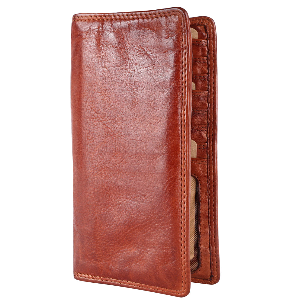 Spaghetti Western Swc437Cg Card-Holder Vintage Handmade Drum Dyed Genuine European Cowhide Leather Women Bag Western Handbag Purse