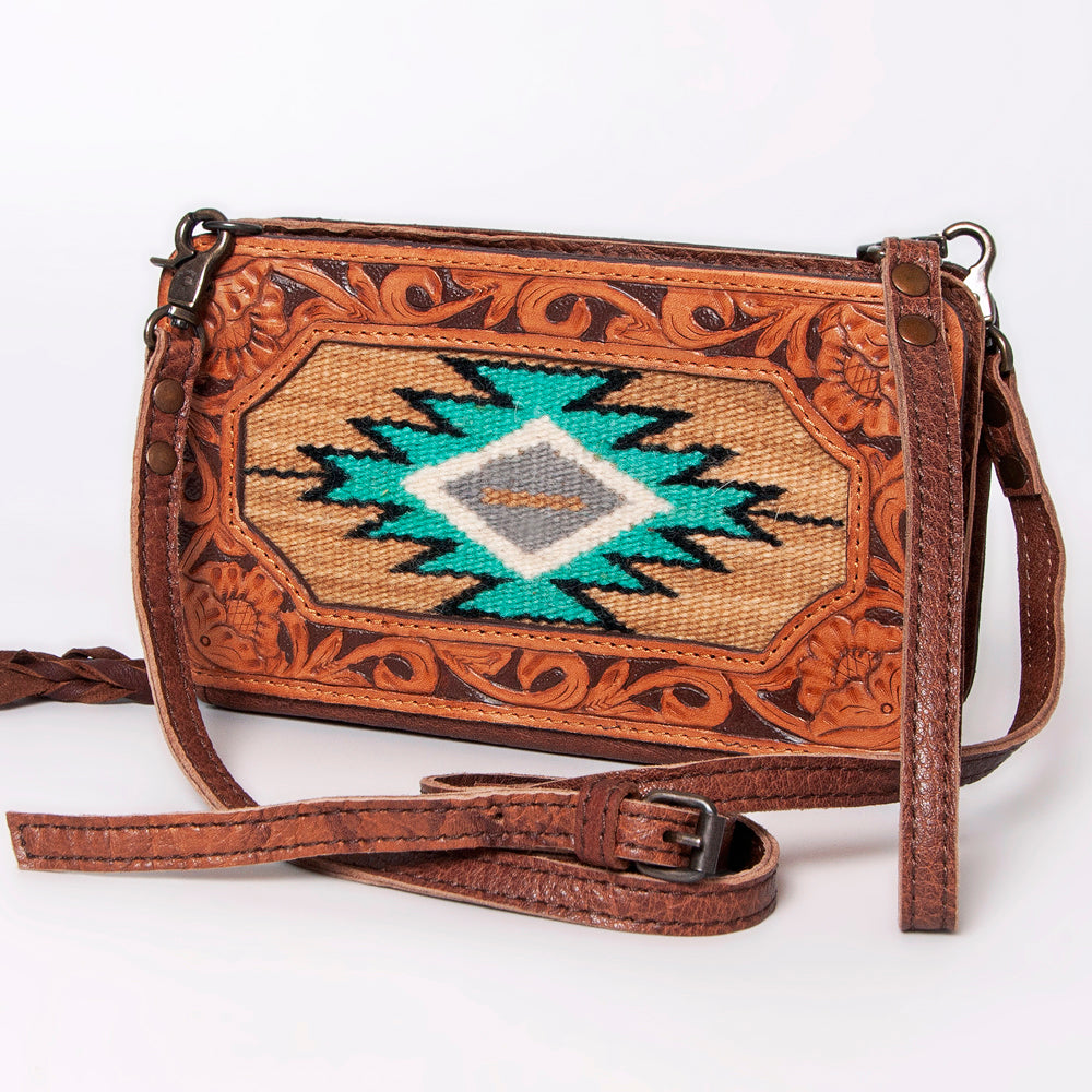 American Darling Clutch Hand Tooled Saddle Blanket Genuine Leather Western Women Bag Handbag Purse | for Cute