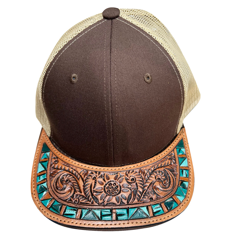 American Darling Men/Women Adjustable Cap With Leather On Visor Brown | Vintage